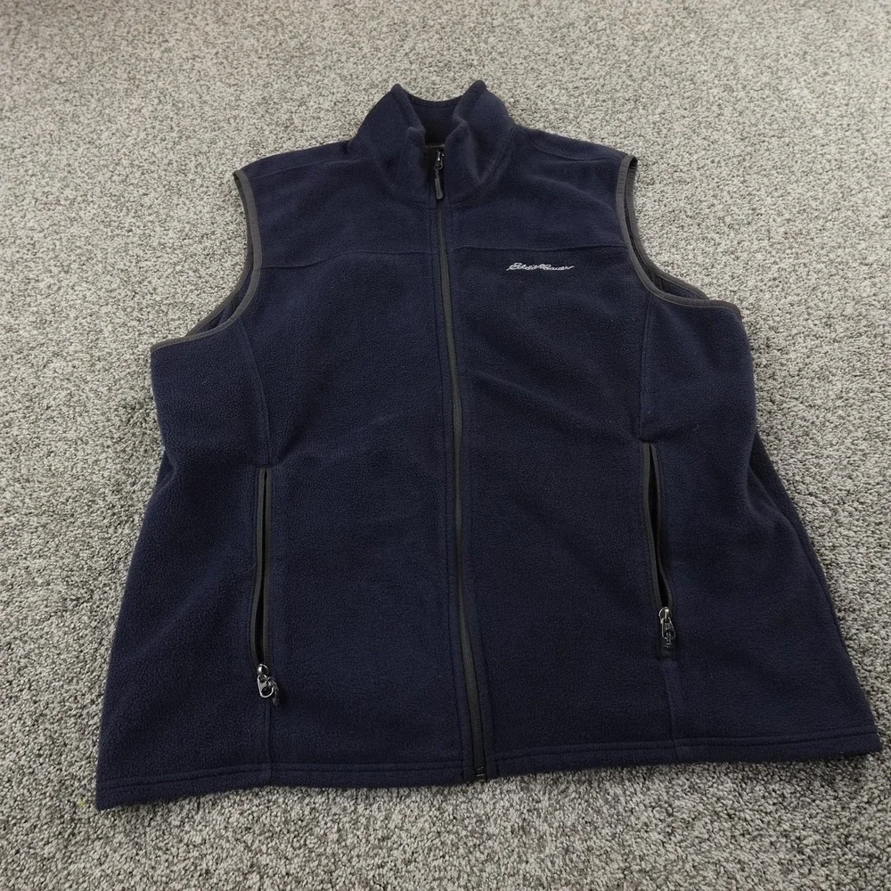 Eddie Bauer Vest Mens XL Blue Fleece Full Zip‎ Jacket Outdoor Hiking Warm Trail